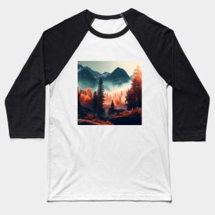 Autumn Trees Mountain Scenery Fall Colors Baseball T-Shirt